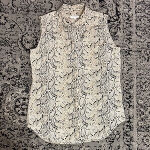 Equipment Silk Sleeveless Snake Print Top